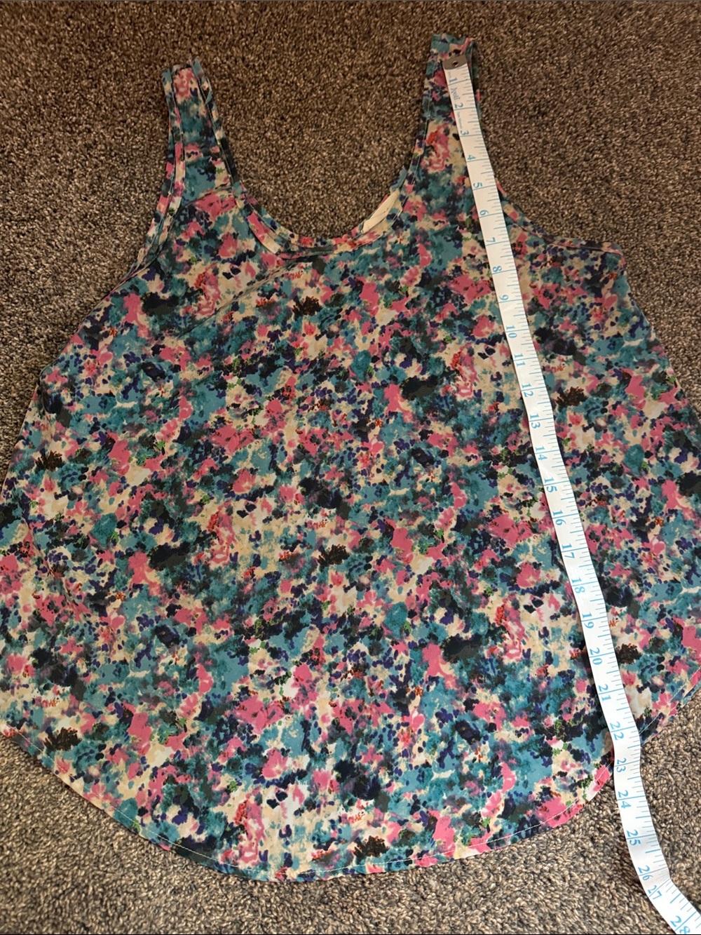 Lush Multicolor Floral Print Tank Top - Teal Pink Purple